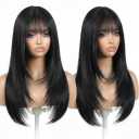 Synthetic Wig With Bangs Heat-Resistant Hair Layered Style Hair