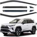 Shatterproof Out-Channel Window Deflectors for Toyota Rav4 2019 2020 2021 2022 2023 2024 2025 Rain Guards Window Visors for Cars Vent Car Accessories 6 pcs(for RAV4 19-24 6-Piece Chrome)