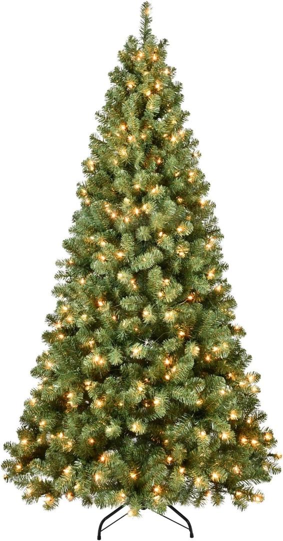 5FT Pre-Lit Christmas Tree, Artificial Green Xmas Tree, Premium PVC Branch Tips, 200 Lights