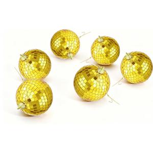 6 Pcs Gold Mirror Balls: 3.2" Inch Hanging 60s 70s DJ Light Mirror Disco Ball for Themed Party Wedding Christmas Tree Home Bands Decorations