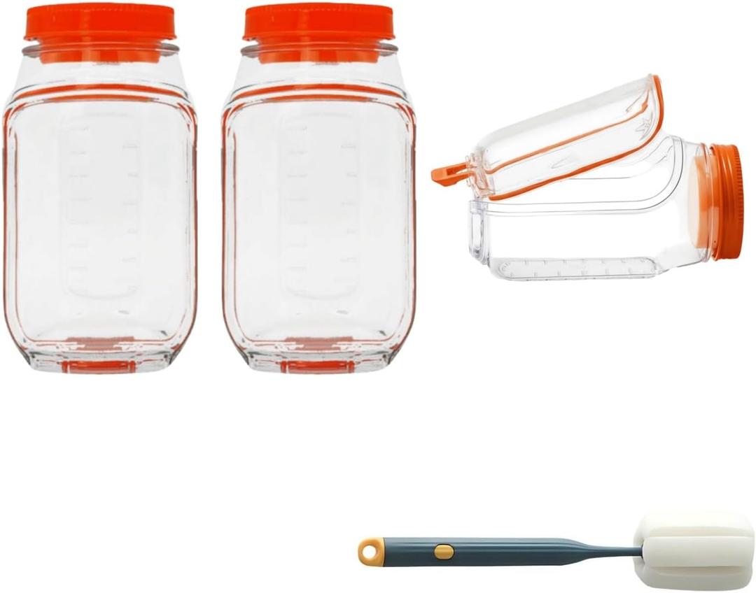 2026 New Salad Jar with Side Opening Leakproof Mason Jar Salad Container with Side Opening Dishwasher Safe Salad Container for Lunch On the Go Salad Jar for On-the-Go Meals (Orange version, 2PC)