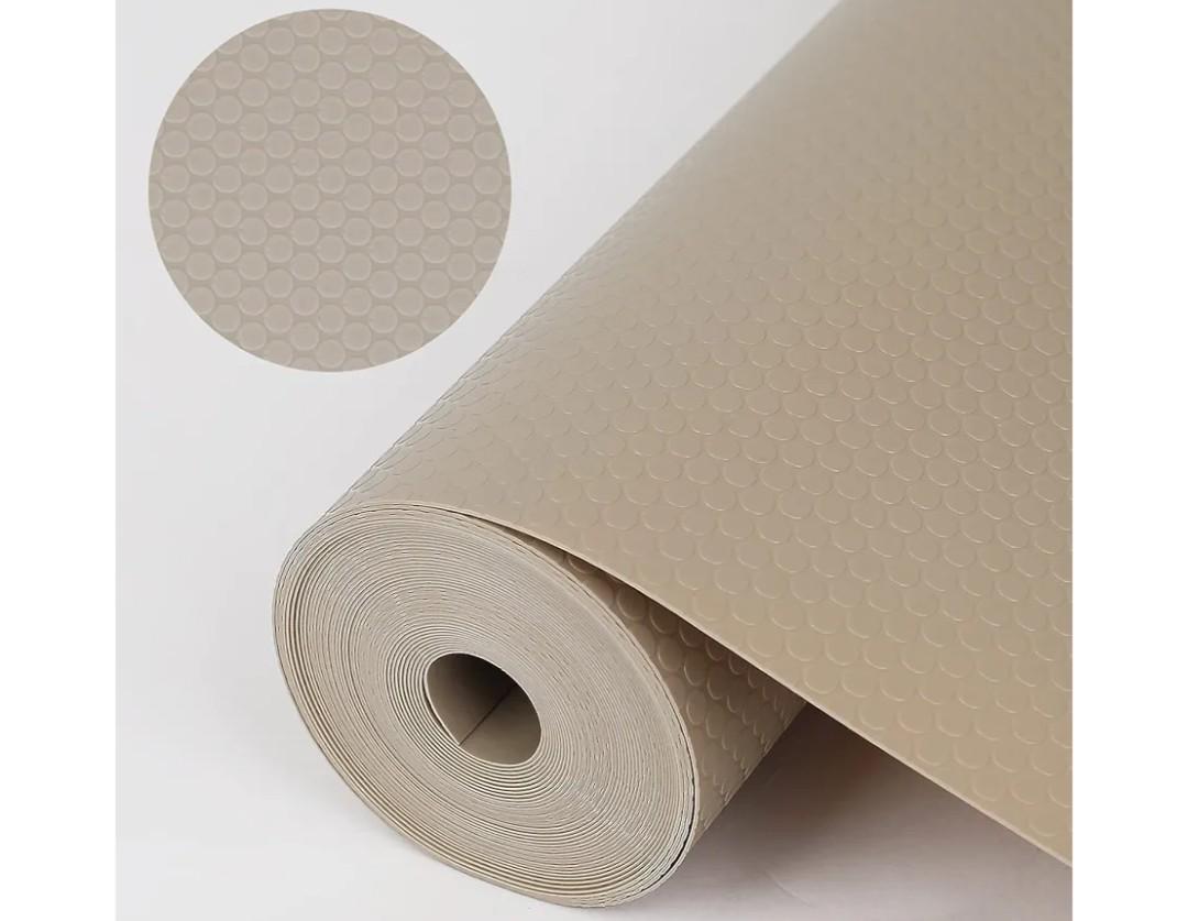 Beige Shelf Liners for Kitchen Cabinets Non Adhesive Drawer Liner for Bathroom Waterproof Refrigerator Liners for Shelves Fridge Plastic Mats Cabinet Cupboard Liner 23.6 x 157.4 Inches