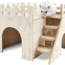 Hamster House,Tiny House with Slide House, Double-Decker Hut, Hamsters Cage Accessories,Small Animal Habitat Decor for Hamsters