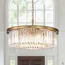 Crystal Chandelier Pendant Ceiling Lights Gold Chandeliers Lighting Fixture for Dining Living Room Foyer Hallway 8-Lights (Dia 24 Inch)