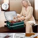 Hanke 26 Inch Large Checked Luggage PC Hard Shell Luggage Top Opening Travel Luggage Suitcases with Wheels for Woman Men.(Dark Green)