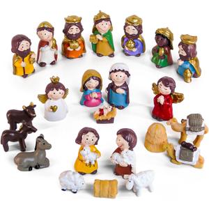 JinniuX Nativity Set for Kids - Adorable Little People Nativity Scene with 23 Pieces, Little People Toys, Perfect for Christmas Story Play at Home, Sunday School