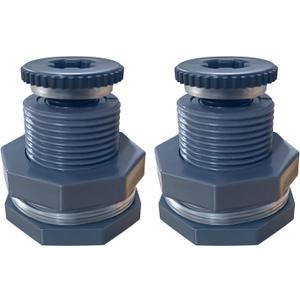 NPT 1.5" PVC Bulkhead Fitting, Heavy-Duty Female Plastic Water Tank Connector Adapter Fitting with Plugs for Rain Barrel,Spigot,Water Tank,Drain Bucket (Set of 2-Thickened Type)