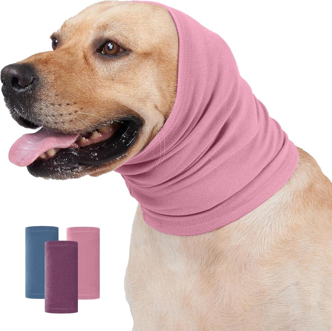 Nanaki Dog Calming Hoodie Ear Wraps for Dogs, Fireworks Ear Protection Head Muffs Doggy Warp Anxiety Relief, Doggy Hematoma Wrap, Pet Head Cover for Grooming and Force Drying Bathing Pet Protector (Medium, Dusty Pink)