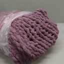 Chunky Knit Throw Blanket 50"X 60", 100% Handmade with Soft Chenille Yarn, 4.4lbs Thick Cable Knitted Blankets, Large Rope Knot Crochet Throws for Couch Sofa Bed Home Decor, Purple
