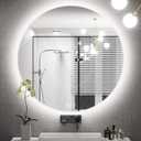 Keonjinn 28 Inch Round LED Mirror Backlit, Round Bathroom Mirror with Lights, 3 Color Temperature, UL Listed LED Driver, HD Tempered Glass, Dimmable Defogging, Circle Lighted Vanity Mirrors for Wall