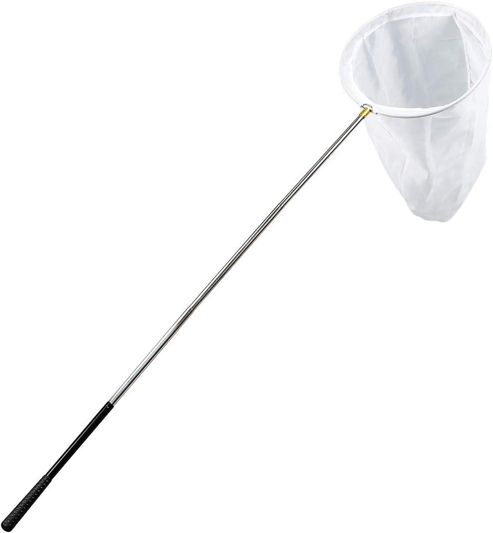 RESTCLOUD Professional Insect and Butterfly Net with 14" Ring, 26" Net Depth, 59" Telescopic Handle Full Extends to 73" Stainless Lockable