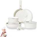 Ceramic Cookware Set, 2026 New 5/15 Piece Cookware Set, Nonstick Maifan Cookwares Sets, with Detachable Handle, Easily Clean (Beige,15pcs)