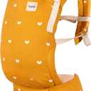 Baby Tula Cotton FreetoGrow Baby Carrier  Adjustable, Comfortable, Newborn to Toddler Carrier  Ergonomic Fit for 7lbs to 45lbs  Back & Front Carry Options  Play (Yellow/Hearts)