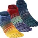 Crew Toe Sock, Cotton Ankle Sock & Stocking, Arch Support, Running Five-Toe Design(3&6pairs) (Small)