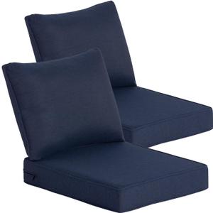 Goodgoods 24 x 28 Outdoor Patio Deep Seat Cushions 2-Pack, 1000+ Hours Fade-Resistant & Water-Resistant Outdoor Furniture Chair Cushions with 30D High-Resilience Foam for Sofa Chair, Midnight, 24''x28''x5.1'' 2 Sets