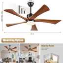 60 Inch Ceiling Fans with Lights and Remote, USA Original Patent Modern Ceiling Fan, ETL Listed, 3 Downrods, 5 Blades, 6 Speeds Reversible Quiet DC Motor Indoor Outdoor Fans,60" Walnut Wood