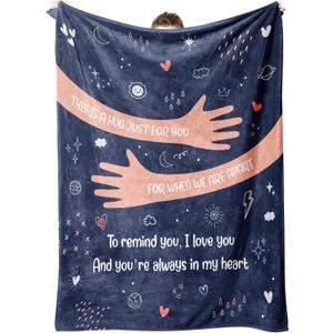 Craftique I Love You Gifts for Him Her - Soft Blanket with Love Hug - Long Distance Relationship Gifts, Anniversary Birthday Gifts for Boyfriend Girlfriend Relative Friend, 60""*50"", Full