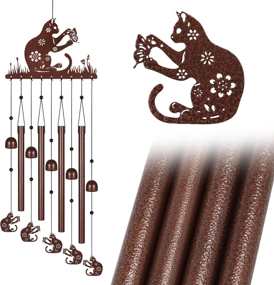 Cat Wind Chimes for Outside,Memorial Wind Chimes Gifts for Women and Grandma,Patio Garden Decor,Windchime in Loving Memory Outdoor Decoration for Yard, Patio, Porch, Lawn, Landscape