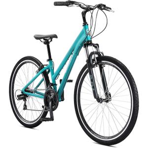 Schwinn Network 3.5 Hybrid Bike, Mens and Womens Bike, 21-Speed Hybrid Bicycle, Aluminum Frame, Suspension Seat, Alloy Linear Pull Brakes, Adult Bicycle, 15-Inch Frame