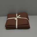 JIYUAN 100% Washed Cotton Duvet Cover Set 3 Pieces Queen, 1 Duvet Cover 90x90 Inches(Comforter Not Included) and 2 Pillowcases, Linen Feel Bedding Set Comfy and Breathable, Chocolate Brown