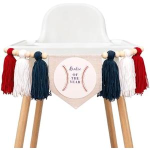 Baseball Highchair Banner 1st Birthday - Rookie of the Year High Chair Banner, Sports First Birthday Party Supplies for Cake Smash, Photo Prop