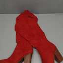 VOMIRA Knee High Cowboy Boots for Women Pointed Toe Chunky High Heels Pull-on Embroidered Boots Western Boots Wide Calf Cowgirl Boots (9)