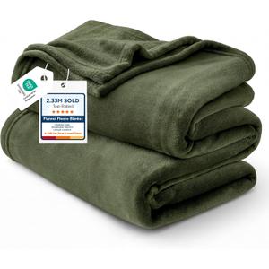 Bedsure Fleece Blanket Queen Blanket Olive Green - Bed Blanket Soft Lightweight Plush Fuzzy Cozy Luxury Microfiber, 90x90 inches