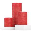 CANDWAX Assorted Red Pillar Candles Set of 3-3x3, 3x4, 3x8 Inch Unscented Dripless Red Pillars - Perfect for Home Decor, Dinner Table Centerpieces, Christmas Decorations - Christmas Pillar Candles