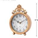 Vintage Gold Table Clock, Desk and Shelf Mantel Clock, French Rustic Antique Style Decor Clocks, for Farmhouse, Bedroom, Living Room, Bedside, Gift (9" H x 6.3" W)