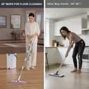 HoMettler Mop and Bucket Set, 3-Tank Flat Mop and Bucket System for Separate Dirty & Clean Water, 65" Mops for Floor Cleaning with 4 Washable Pads, Safe for Hardwood, Vinyl, Tile, Baseboards, Walls