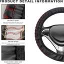 Car Steering Wheel Cover, Elastic Stretch Leather Wheel Protector with Anti-Slip Grip, Breathable Protective Cover for 14 1/2 to 15 Inch Steering Wheels, Car Accessories (Red)