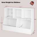 DINZI LVJ Toy Storage Organizer, Kids Bookshelf, Wood Toy Storage Cabinet, 5 Cubby 2-Tier Children Bookcase, 39.4" L Toddler Book Shelf for Playroom, Living Room, Nursery, Hallway, School, White