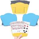 RESOVO Playing Cards Holders Stands Decks w/Foldable Tabletop Stand, 3 Layers Design for Poker UNO Cards, Playing Card Accessories, Set of 4 (2 Blue + 2 Yellow)