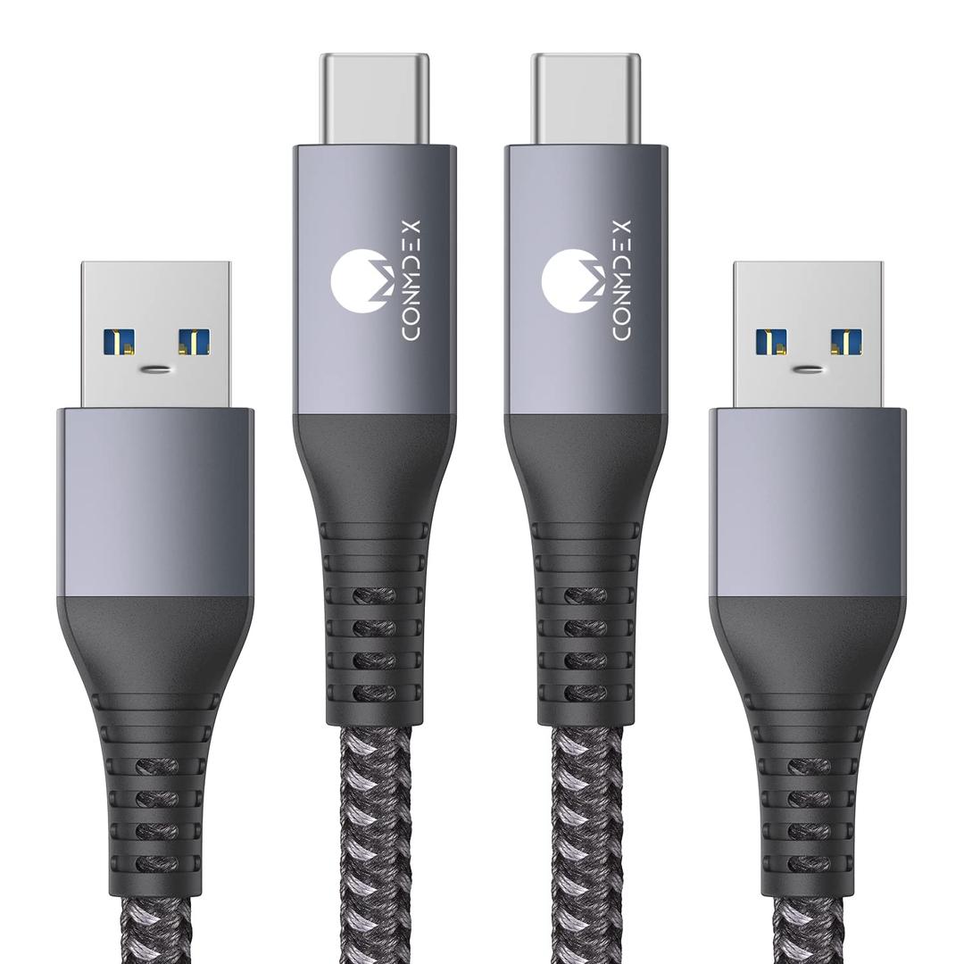 CONMDEX Android Auto USB Cable [Upgrade, 3ft, 2-Pack] 10Gbps USB 3.1 Gen 2 Data Transfer, 3A Fast Charging USB A to Type C Cord, Reliable CarPlay Cable for iPhone 17/16 Pro Max, Galaxy S25/S24 Ultra (Grey)
