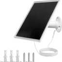 6W Solar Panel Charger, Solar Panel with Micro USB & USB-C Port for DC 5V Outdoor Rechargeable Battery Camera, IP66 Waterproof, 360 Adjustable Security Mount, 1PC