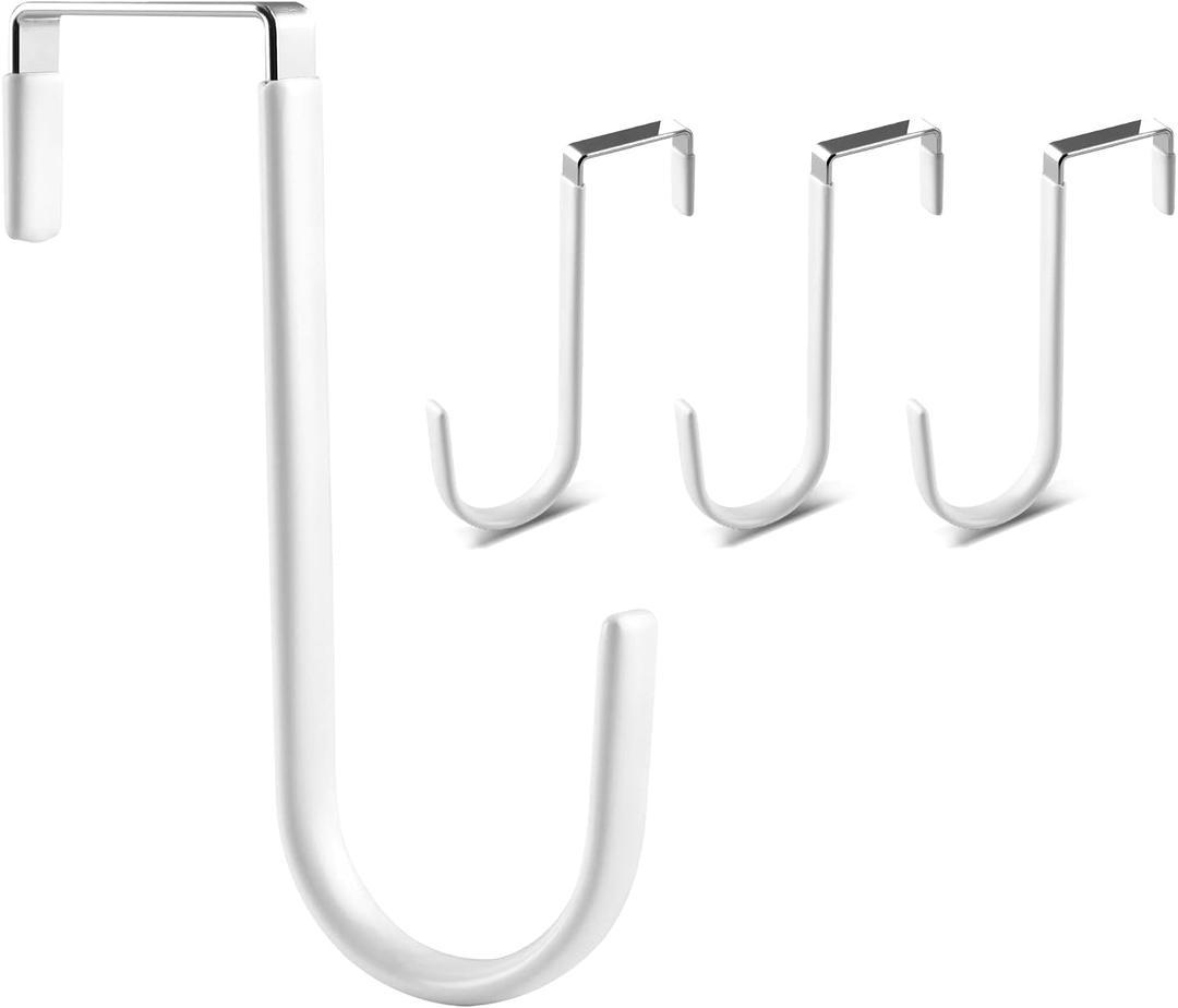 FLOWRALiKI Over The Door Hook, 4 Pack Door Hooks for Hanging Clothes, Towels, Coats, and More