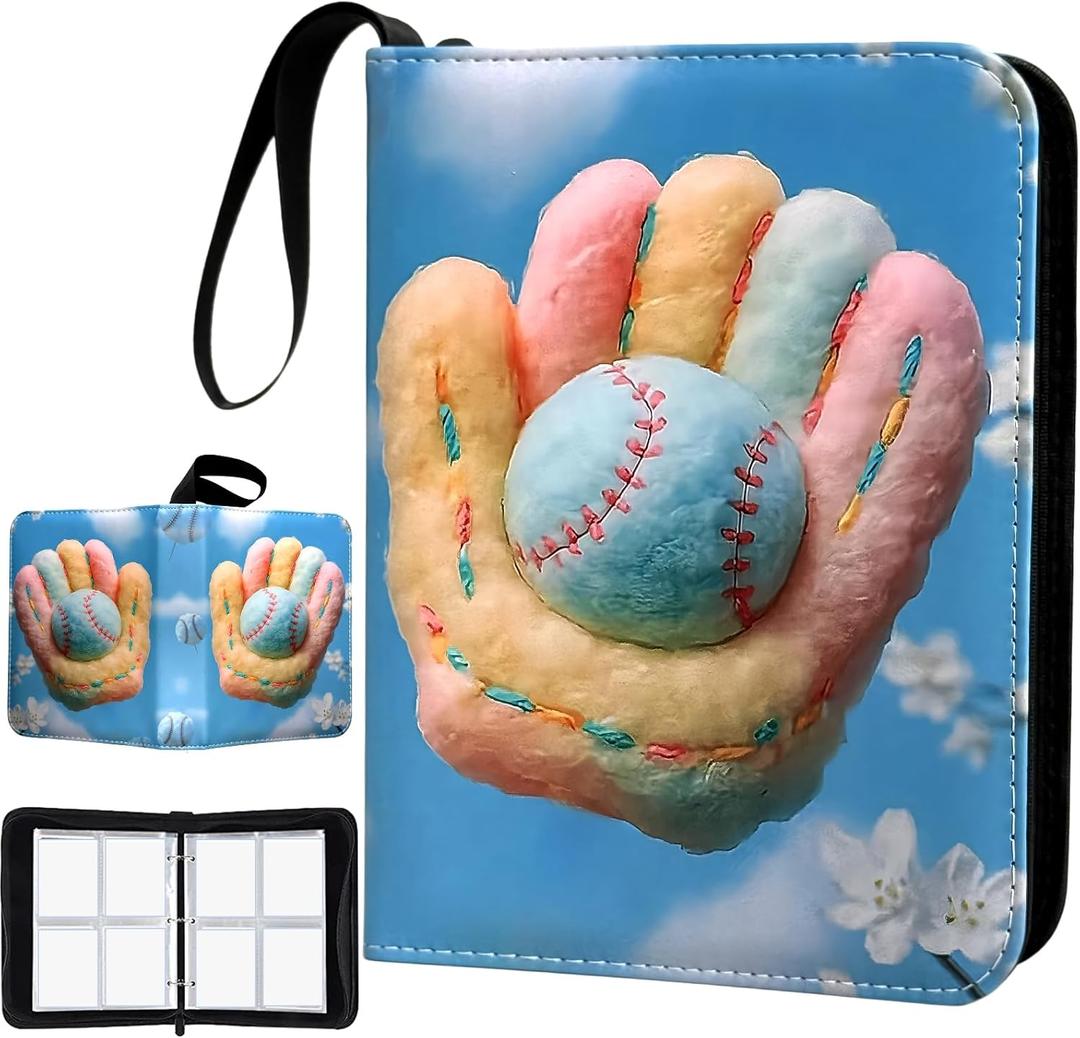 2 x Baseball Card Binder - 400 Capacity 4-Pocket Trading Card Album, 3 Ring Card Holder Binder, Waterproof PU Leather, Zip Closure, Perfect Christmas Birthday Gift for Kids & Collectors