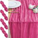 Pack of 4 Table Runner Cheesecloth 10FT Deep Pink Boho Gauze Cheese Cloth Rustic Sheer Table Runners for Wedding Birthday Bridal Baby Shower Party Decoration