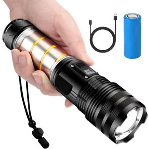 Rechargeable Flashlights 1300 Lumens High Work Light and Zoomable Torch Light with 5 Modes, Waterproof Camping Flashlight for Outdoor Hiking