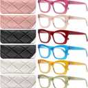 CCVOO Stylish Reading Glasses - Mothers Day Gift for Mom - Lightweight Blue Light Blockers, UV400, Spring Hinge (Multicolor Flair)