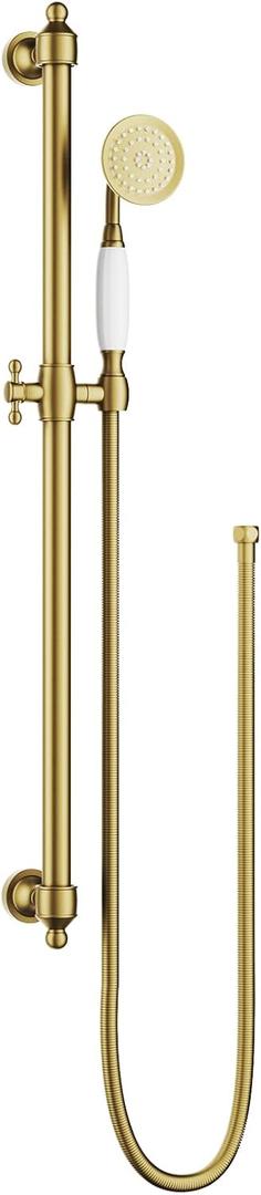 Retro Shower Slide Bar Handheld Shower Head with Hose, 5-Function Hand Shower with Wall Mount (Brushed Gold)