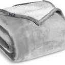 Bare Home Sherpa Fleece Blanket - Full/Queen Size - Blanket for Bed, Sofa, and Couch - Warm & Lightweight - Fluffy & Soft - Reversible (Full/Queen, Light Grey)