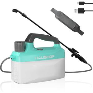 HAUSHOF 1.35 Gallon Battery Powered Garden Sprayer, Rechargeable Electric Weed Sprayer for Lawn & Indoor/Outdoor Plants, Adjustable Nozzles, Shoulder Strap