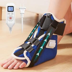 2-in-1 Plantar Fasciitis Night Splint Heating Pad, Upgrade Foot Brace for Plantar Fasciitis Relief, Adjustable Temperature, Auto Shut Off for Achilles Tendonitis Relief and Foot Drop