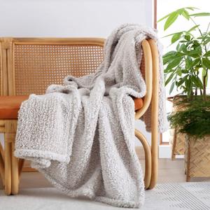 Ultra Soft Cozy Sherpa Throw Blanket, 2 Tones Ombre Light Brown Pattern Reversible, Light Weight Warm Decorative Boho Style Throw Blanket Cover for Sofa, Couch,  Bedroom, Travel, 50x60