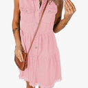 luvamia Women's Casual Summer Lapel Sleeveless Button Down Short Denim Jean Dress L