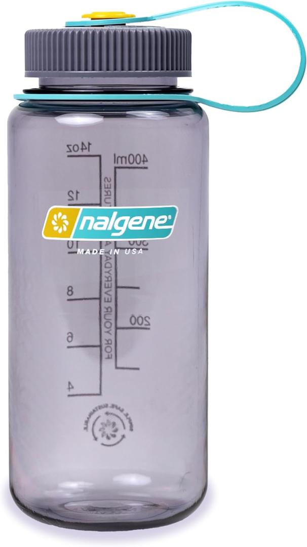 Nalgene Sustain Tritan BPA-Free Water Bottle Made with Material Derived From 50% Plastic Waste (using ISCC certified mass balance), 16 OZ, Wide Mouth, Aubergine
