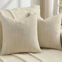 FUTEI Beige Chenille Throw Pillow Covers 18x18 Inch Set of 2,Soft & Cozy Meteor Dotting Textured Cushion Cases,Modern Home Decor for Couch Living Room