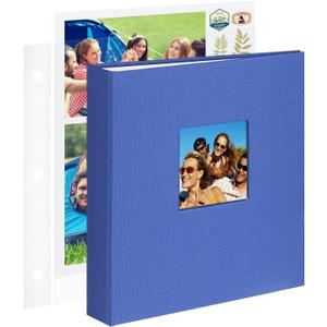 1DOT2 8.5x11 Inch Large 3 Ring DIY Scrapbook Photo Album with 30 Plastic Sleeves 60 Pages Blank Scrapbooks, 8.5 x 11 Scrap Book Albums for Baby Travel Wedding Graduation kids (Blue)