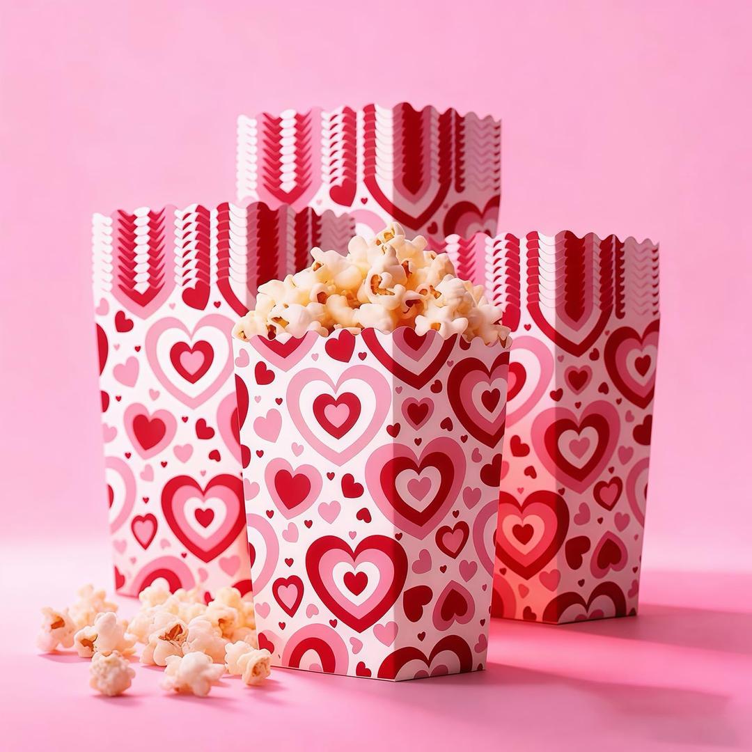 Valentine's Day Heart Conversation Popcorn Boxes - 60 Pcs Valentine's Day Treat Goodie Containers for Kids SchoolWedding, Birthday & Galentine Party Supplies